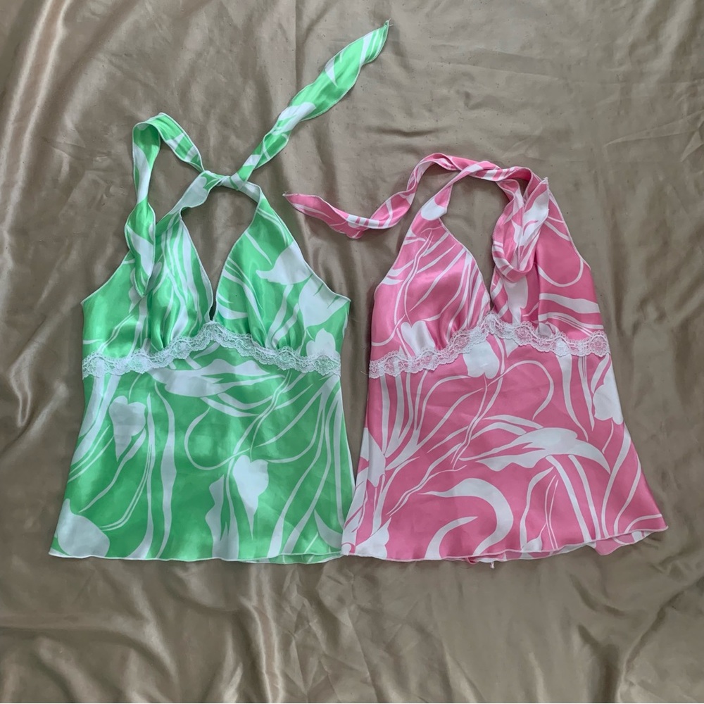 Y2K Pastel Swirl Halter Tanks